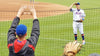 Todd Frazier plays catch with fans in the stands at Citi Field