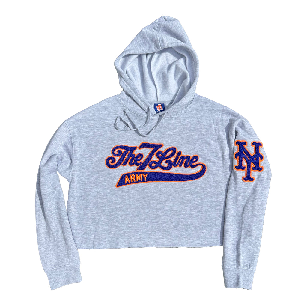 【DISCERNMENT】Teju Share Crop Sweatshirt The 7 Line Army x Mets Chenille | Ladies cropped sweatshirt