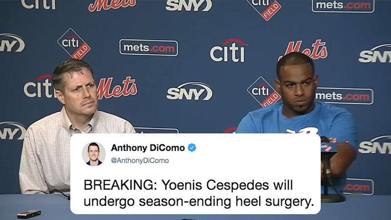 See Yo Later: Yoenis Cespedes to have season-ending heel surgery.