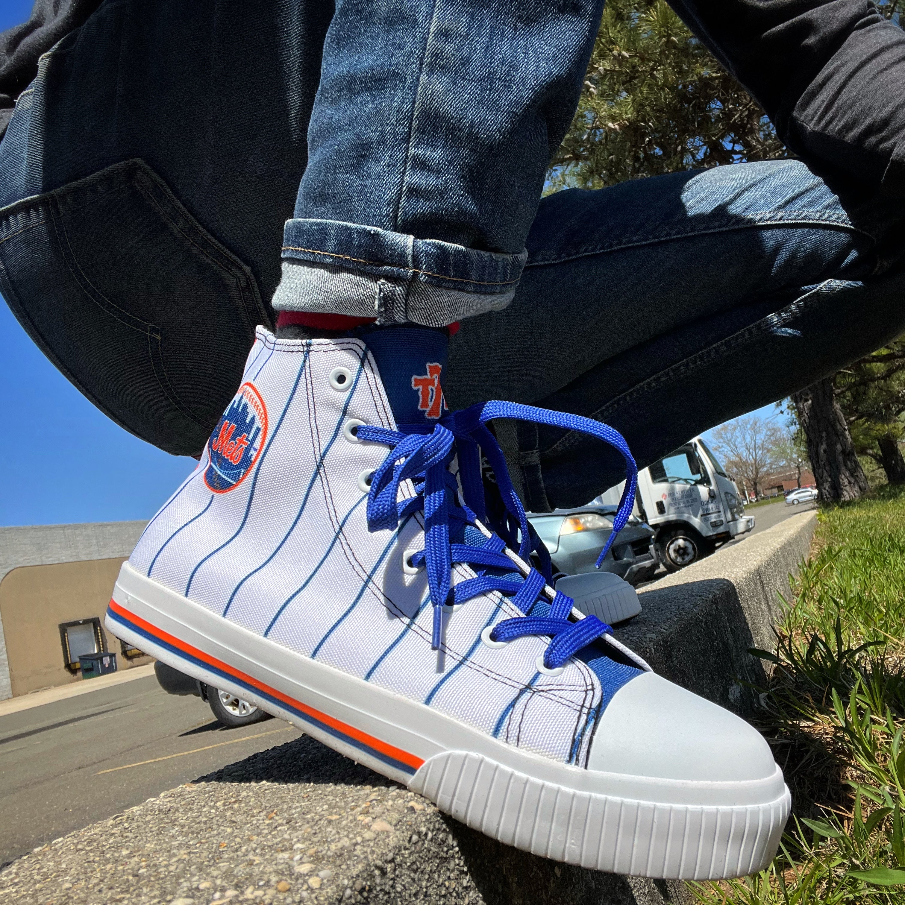 T7L x Mets Racing Stripe Sneakers