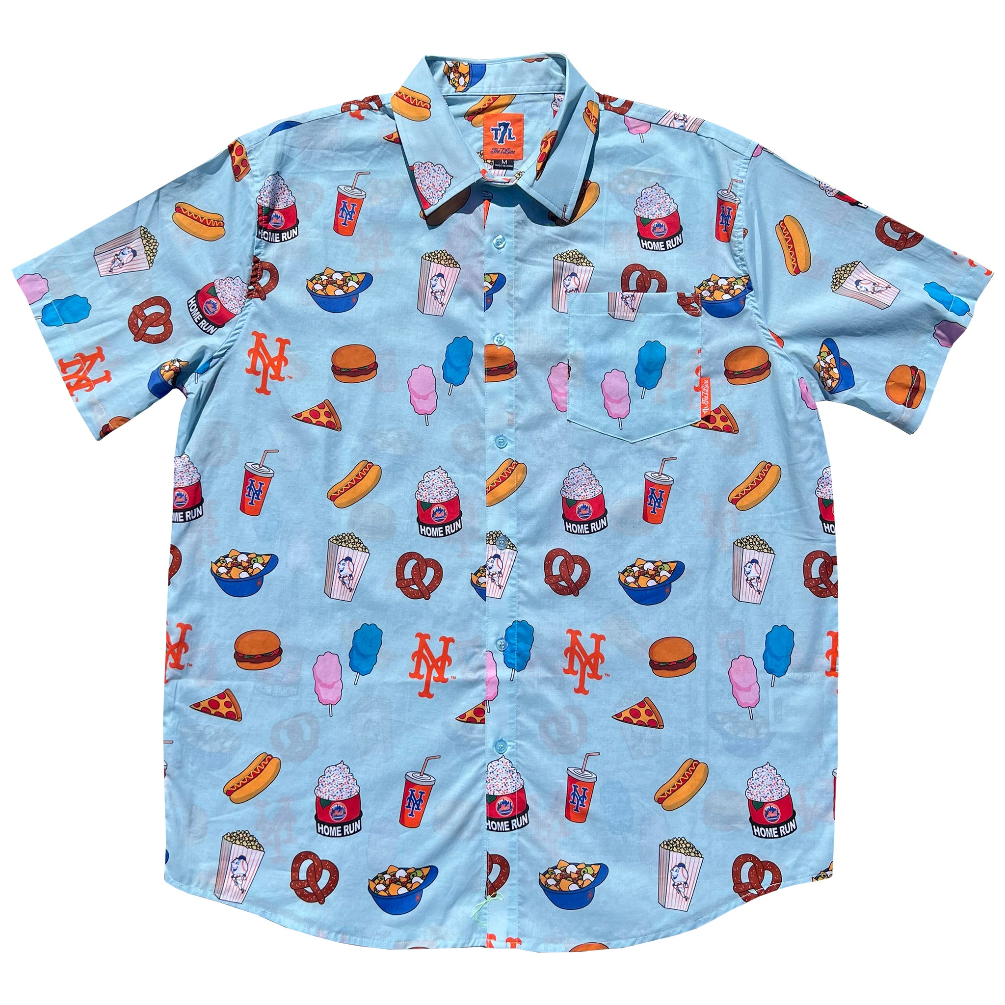 Mets Fan Feast Button Up Shirt (LIGHT BLUE)