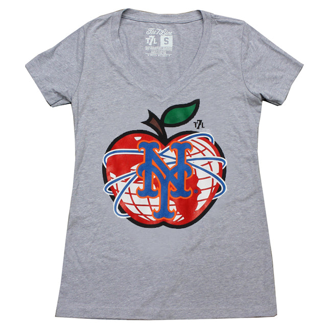 NY APPLE ladies v-neck (grey)